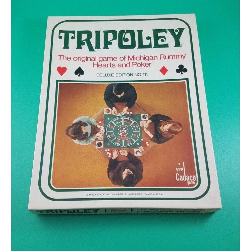 Vintage Cadaco TRIPOLEY Deluxe Edition mat / box with cards No. 111 , 1969